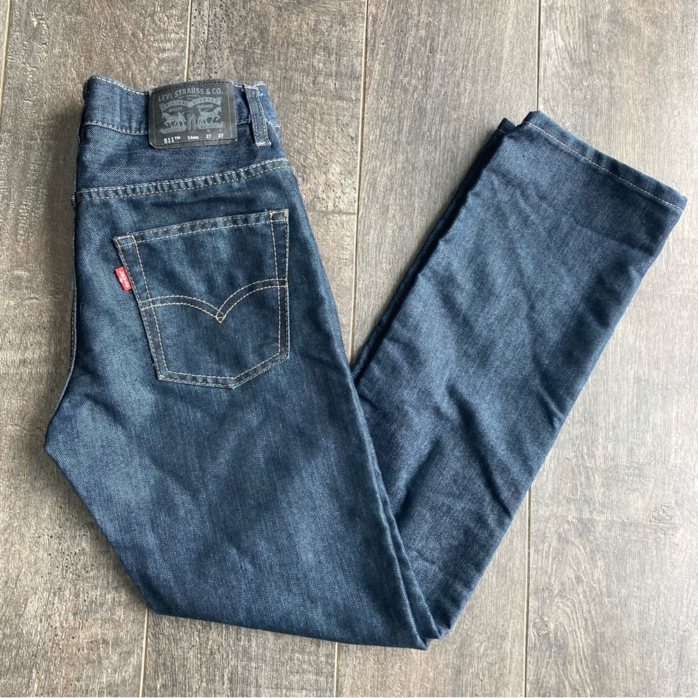 Levi's Boys 511 Slim Blue Jeans Dark Wash Size 14‎